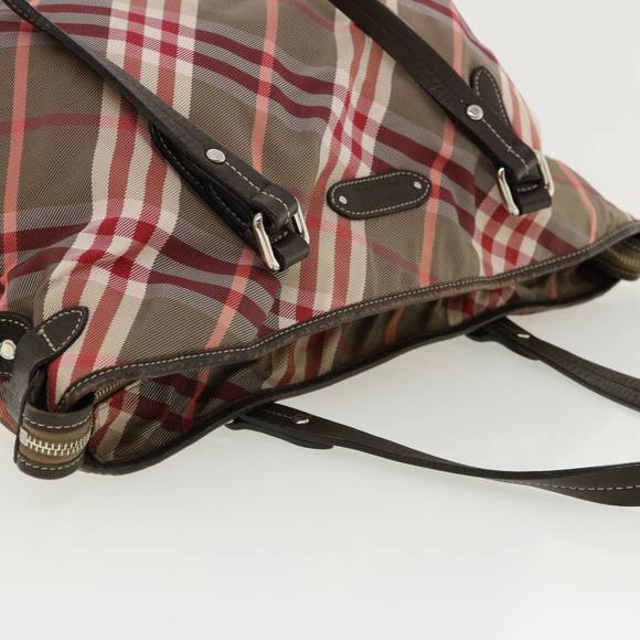 BURBERRY Nova Check Shoulder Bag Canvas Red Auth ti679 - Picture 6 of 16